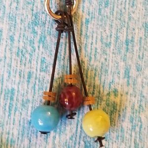 NWT Handmade 3 Beads Pendant Blue Green